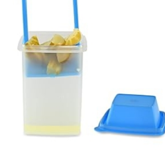 Container with Strainer - Container with Strainer for Mess-Free Storage of Condiment Food - Pickle Holder with Strainer with Easy to Open Lid Design (Blue)