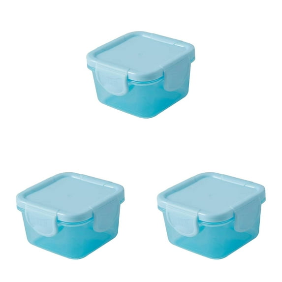 Containers with Lids Small Food Storage Containers with Clamping, Colorful Meal Prep Container Reusable, Square Freezer Storage Jar Condiment Cup Container 3PCS