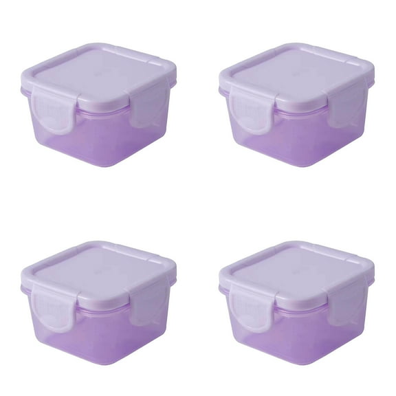 Containers with Lids Small Food Storage Containers with Clamping, Colorful Meal Prep Container Reusable, Square Freezer Storage Jar Condiment Cup Container 4PCS