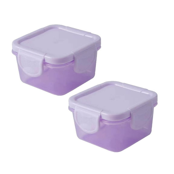Containers with Lids Small Food Storage Containers with Clamping, Colorful Meal Prep Container Reusable, Square Freezer Storage Jar Condiment Cup Container Purple 2PCS
