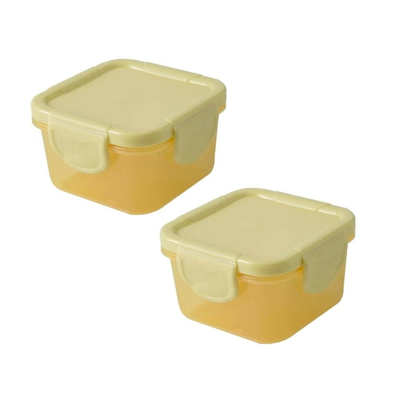 Containers with Lids Small Food Storage Containers with Clamping, Colorful Meal Prep Container Reusable, Square Freezer Storage Jar Condiment Cup Container Yellow 2PC