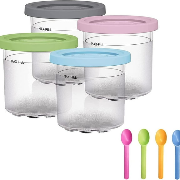 Containers Replacement for Pints and Lids - 4 Pack 16oz, Compatible with Series Ice Cream Maker, Dishwasher Safe
