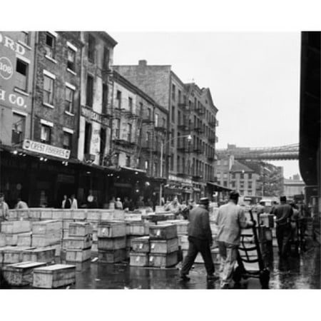 Containers in Front of Buildings Fulton Fish Market New York City New York State USA Poster Print - 18 x 24 in.