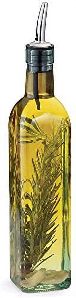Containly 8oz Glass Olive Oil & Vinegar Bottle for Kitchen, Olive Oil Dispenser With Stainless Steel Spout for Easy Pouring, Slight Green Tint
