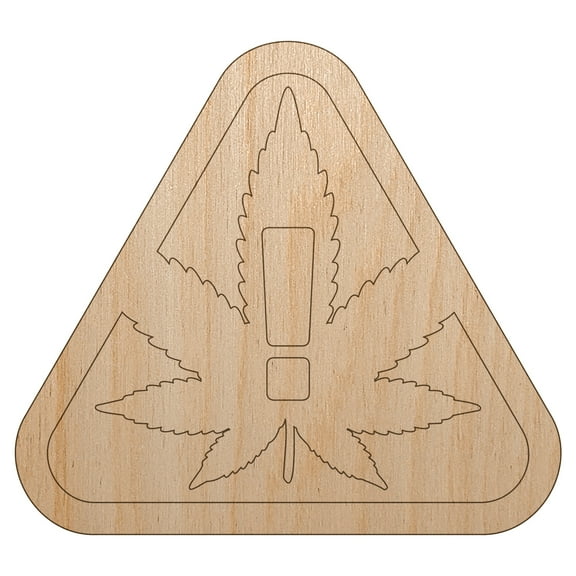 Contains Cannabis Warning Triangle Wood Shape Unfinished Piece Cutout Craft DIY Projects - 4.70 Inch Size - 1/8 Inch Thick