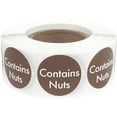 thumbnail image 1 of Contains Nuts Brown Labels .75 Inch Round Circle Dots 500 Adhesive Stickers, 1 of 2