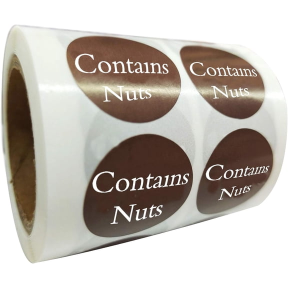 Contains Nuts Stickers Round Allergies Food Rotation Labels 1inch 500 Pcs Allergen Allergy Warning Stickers