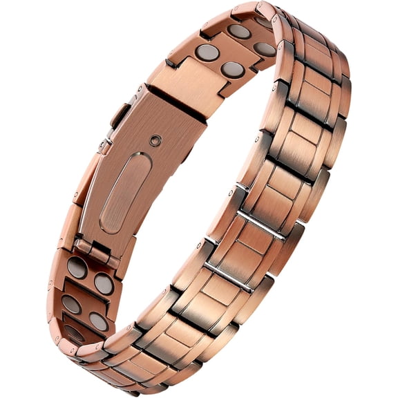 (Contains size adjuster) Pure Copper Bracelet for Men, Upgraded Magnetic Bracelets for Men with Gauss Magnets, Mens Pure Copper Bracelet