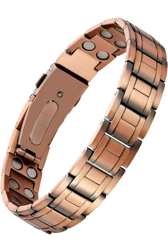 (Contains size adjuster) Pure Copper Bracelet for Men, Upgraded Magnetic Bracelets for Men with Gauss Magnets, Mens Pure Copper Bracelet