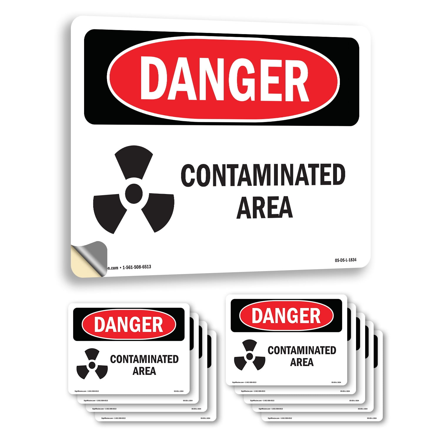 Contaminated Area OSHA Danger Vinyl Decal Label 18 Inch x 12 Inch - 10 ...