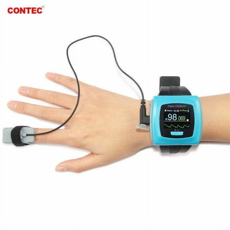 Contec CMS50F Advanced USB Wrist Pulse Oximeter - 24-Hour SPO2 & Heart Rate Monitoring - High Accuracy Oxygen Saturation & Pulse Tracker with Data Memory