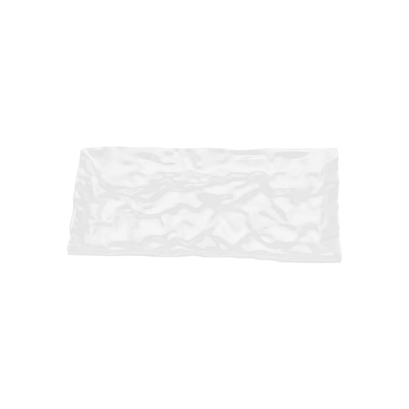 ContemPlate 5" x 10.75" White Rectangular Plastic Serving Tray, 25ct.