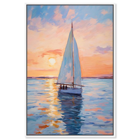 Contemplating the Dawn Canvas Modern Beach Wall Art by Art Remedy, White Frame, 10" x 15"