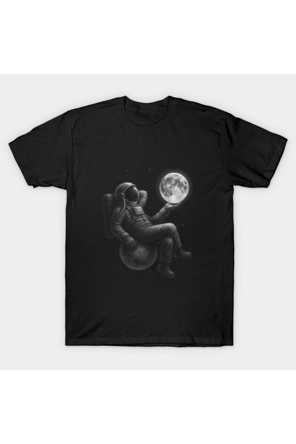 Contemplative Astronaut Holding The Moon Funny Retro Sci-Fi Outer Space G5793 T-Shirt, for men and women, Up to Size 5XL