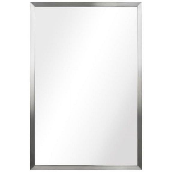 Contempo Brushed Silver Stainless Steel rectangular Wall Mirror