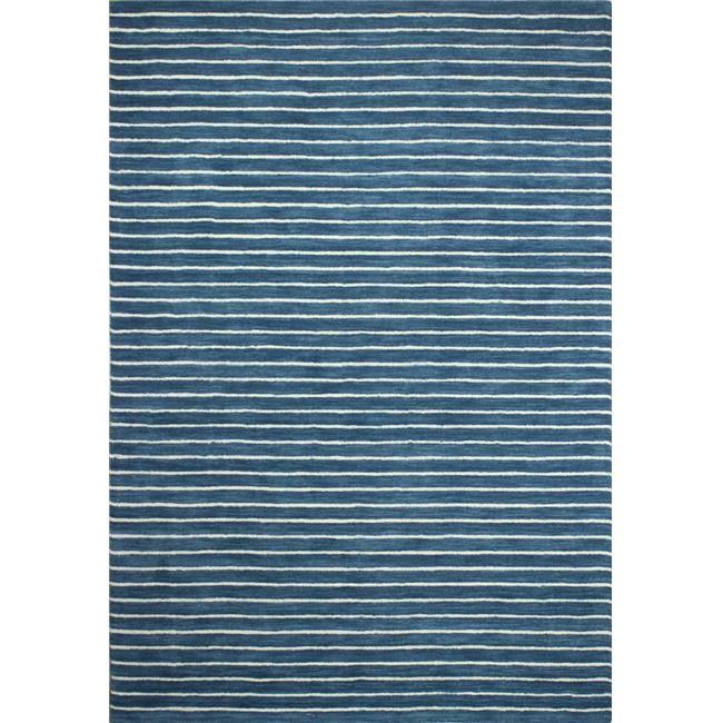 Azure Stripe Handmade Wool Rectangular Area Rug 3'6" x 5'6"