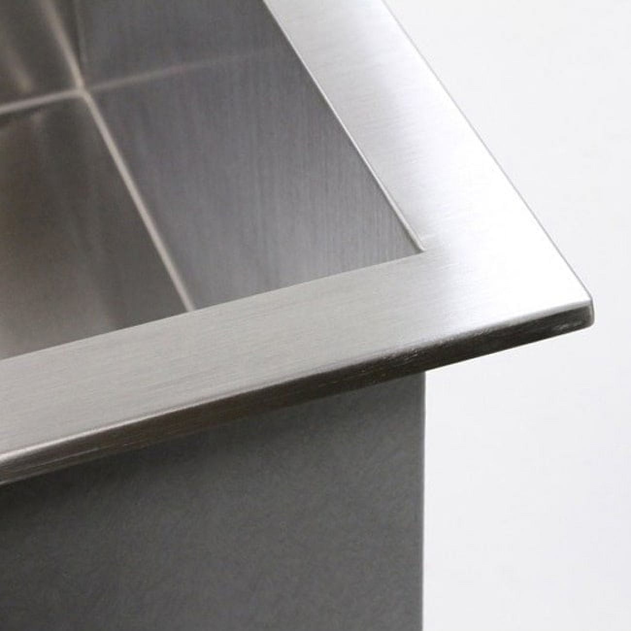 Contempo Living FT3622 36 in. Top-Mount Drop in Single Bowl Zero Radius Kitchen Sink - Stainless Steel