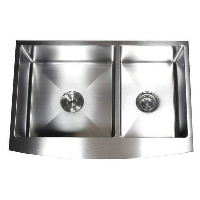 Contempo Living Inc 36-inch 15mm Curved Front Farm Apron 60/40 Double Bowl Kitchen Sink
