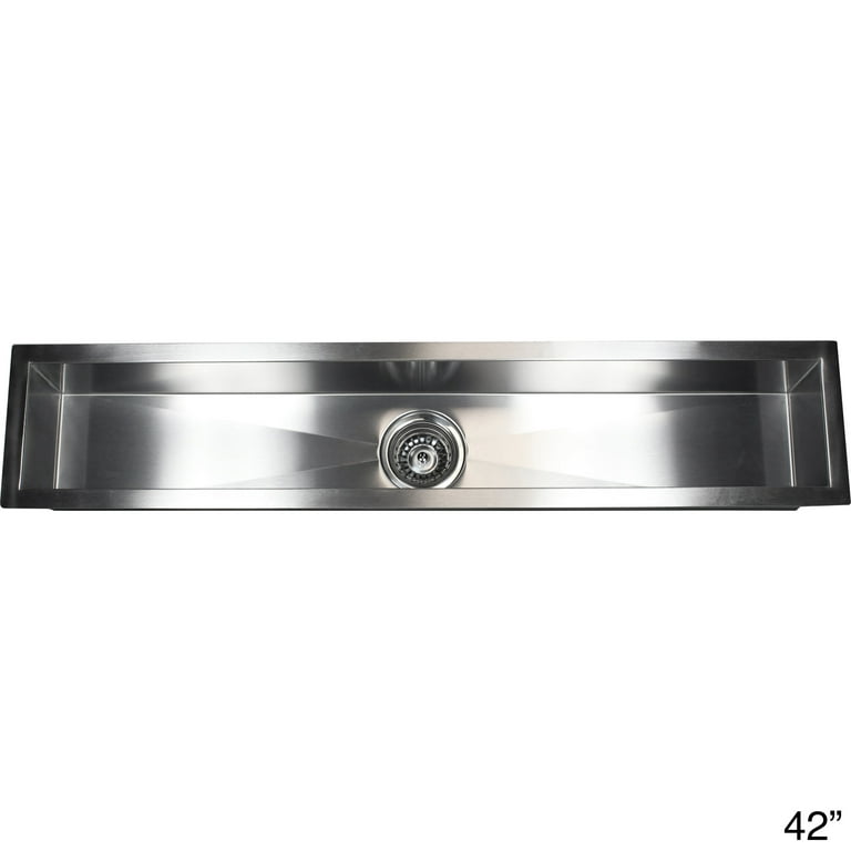 Undermount Stainless Steel Rectangular 42 in. x 8-1/2 in. x 6 in. Bar Island Single Bowl Kitchen Sink