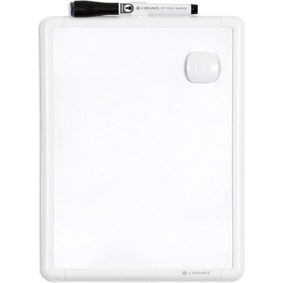 Contempo Magnetic Small Whiteboard, 8.5 x 11, White Modern Frame, Mini White Board for Students, Fridge and Locker Dry Erase Board, Includes Marker & Magnet