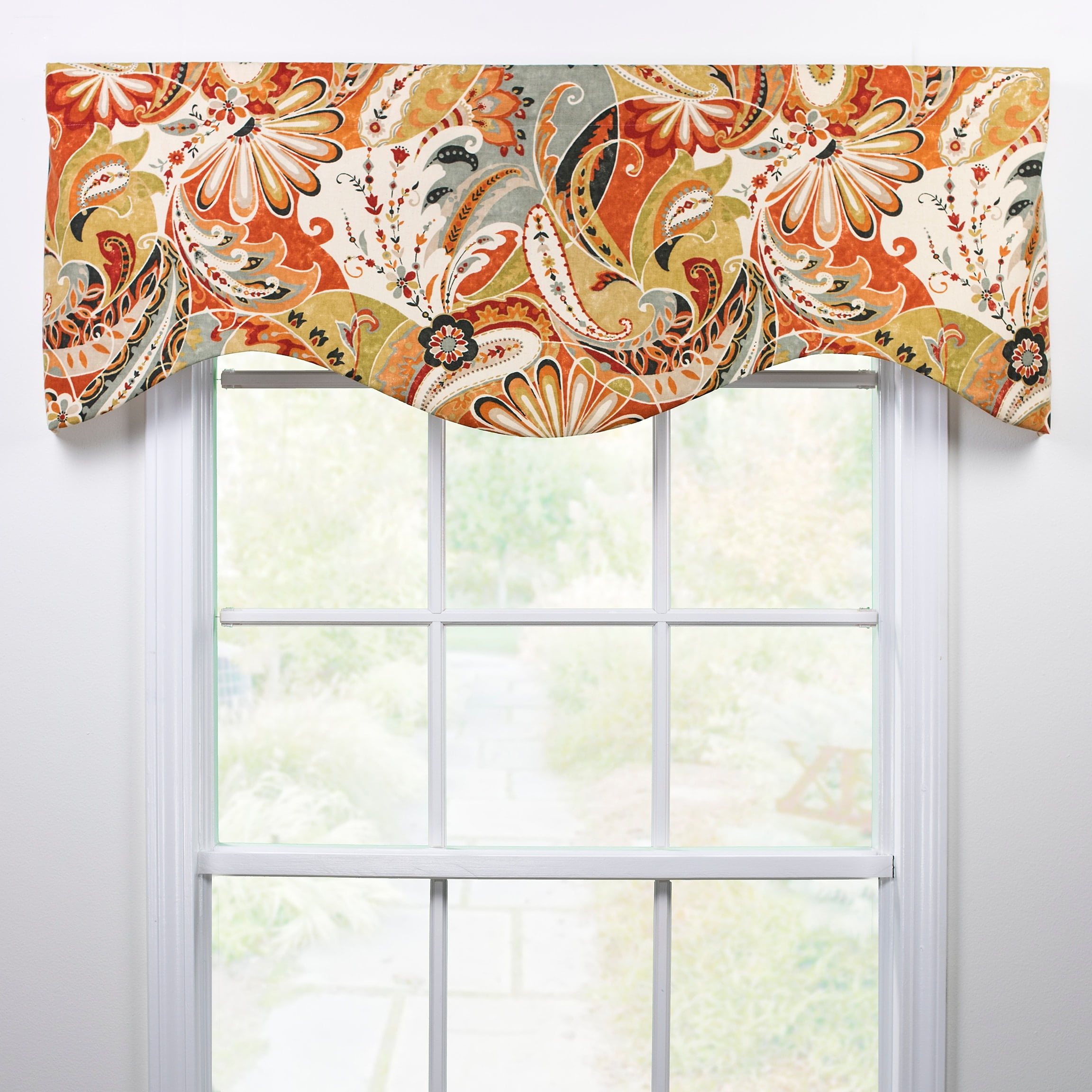 Contempo Paisley Ochre Cotton Shaped Valance