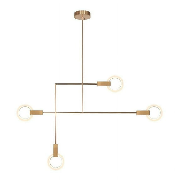 Contempolights Side 42" Modern LED Integrated Metal Chandelier in Brass