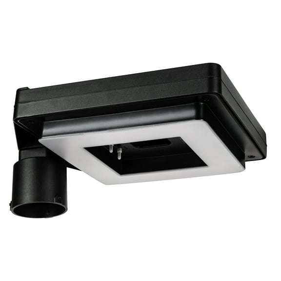 Contemporary 1-Light Square Black Aluminum Modern Outdoor Waterproof Solar Lamp Post Light with 3-Colors Integrated LED