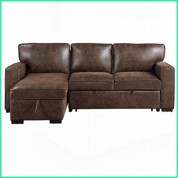 Contemporary 100% Polyester Pull-Out Sofa Bed with Flip-Down Cup Holders for Living Room/Bedroom