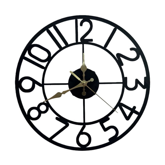 Modern Oversized Metal Wall Clock with Arabic Roman Numerals, Operated for Home Decor Minimalist