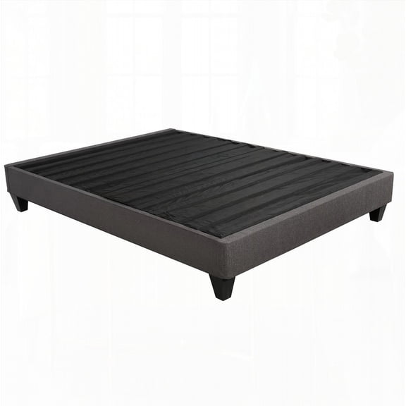 Contemporary 14 in. Dark Gray Cal King Upholstered Platform Bed Base with Headboard Kit