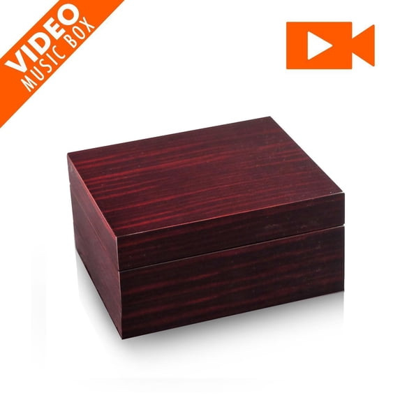 Contemporary 18 Note Hi Gloss Macassar Finish 3.6" LCD Video Jewelry Box - Over 400 Song Choices - Unforgettable