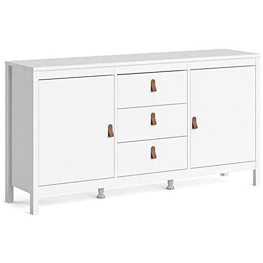 White Contemporary 2-Door Sideboard with 3 Drawers