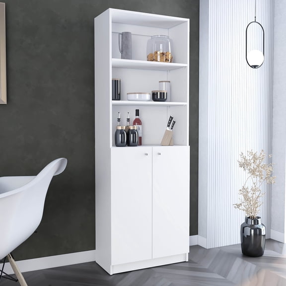 Contemporary 2-Door Style - Internal and External Shelf Storage - Home Space - Improve Organization