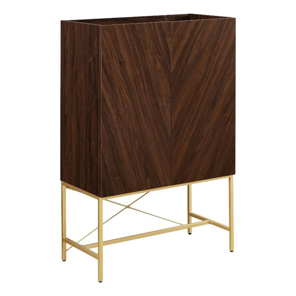 Dark Walnut Tall Accent Cabinet with Adjustable Shelving