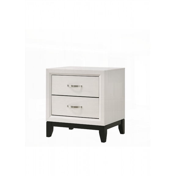 Contemporary 2-Drawer Nightstand End Table Boasting Metal Handles and Strong Durability in Bedroom & Living Room