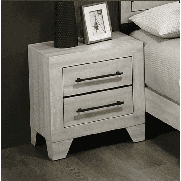 Leovanni Contemporary 2-Drawer Nightstand,Light Gray