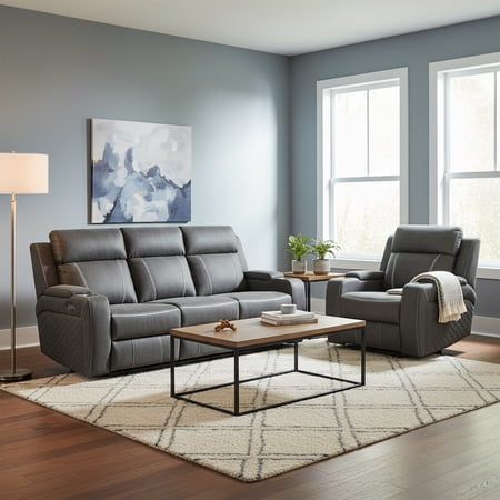 Contemporary 2-Piece Plush Velvet-Like Upholstered Living Room Sofa Set, Sofa & Loveseat, Brown
