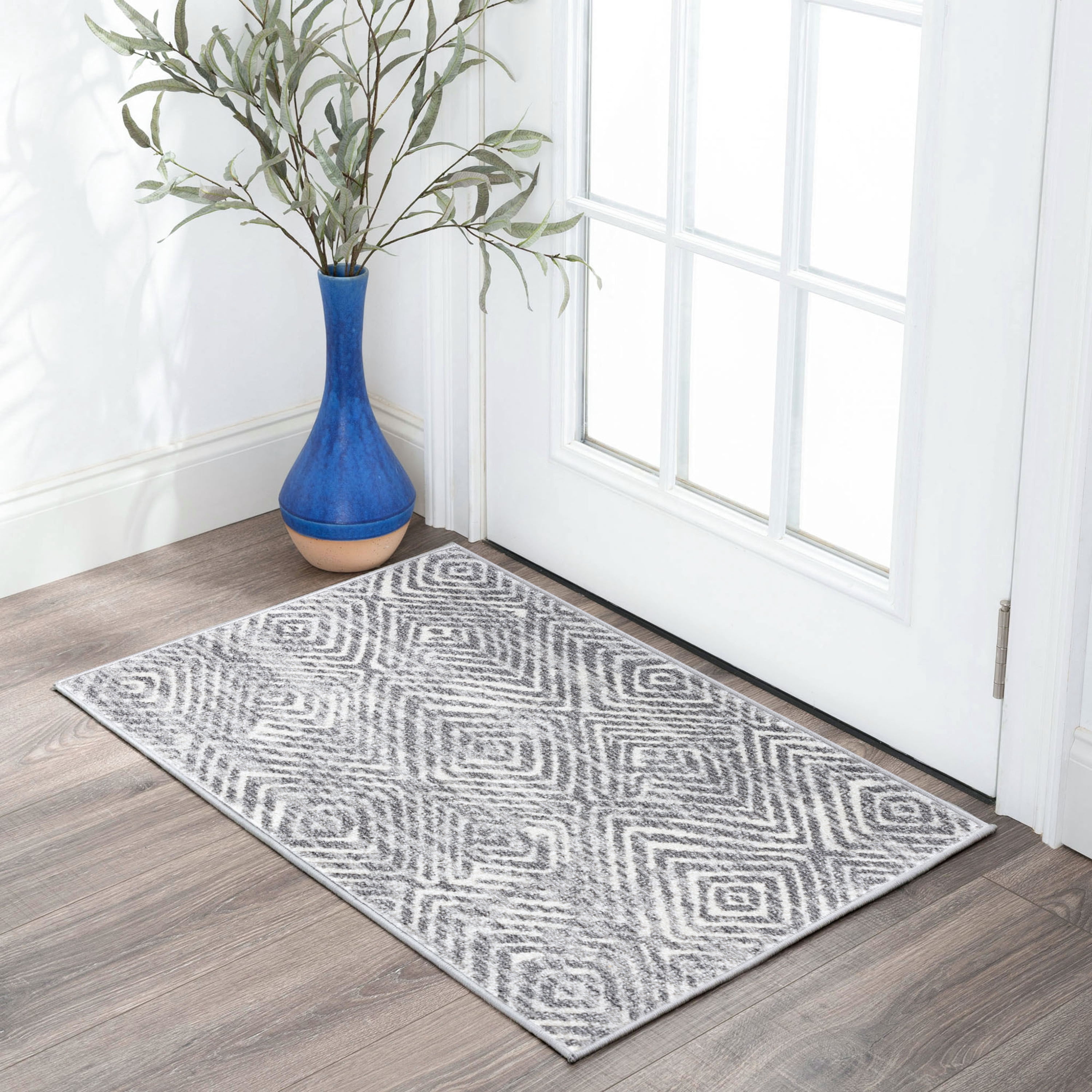 Contemporary 2x3 Area Rug (2' x 3'4'') Abstract Gray, Cream Indoor Scatter Easy to Clean