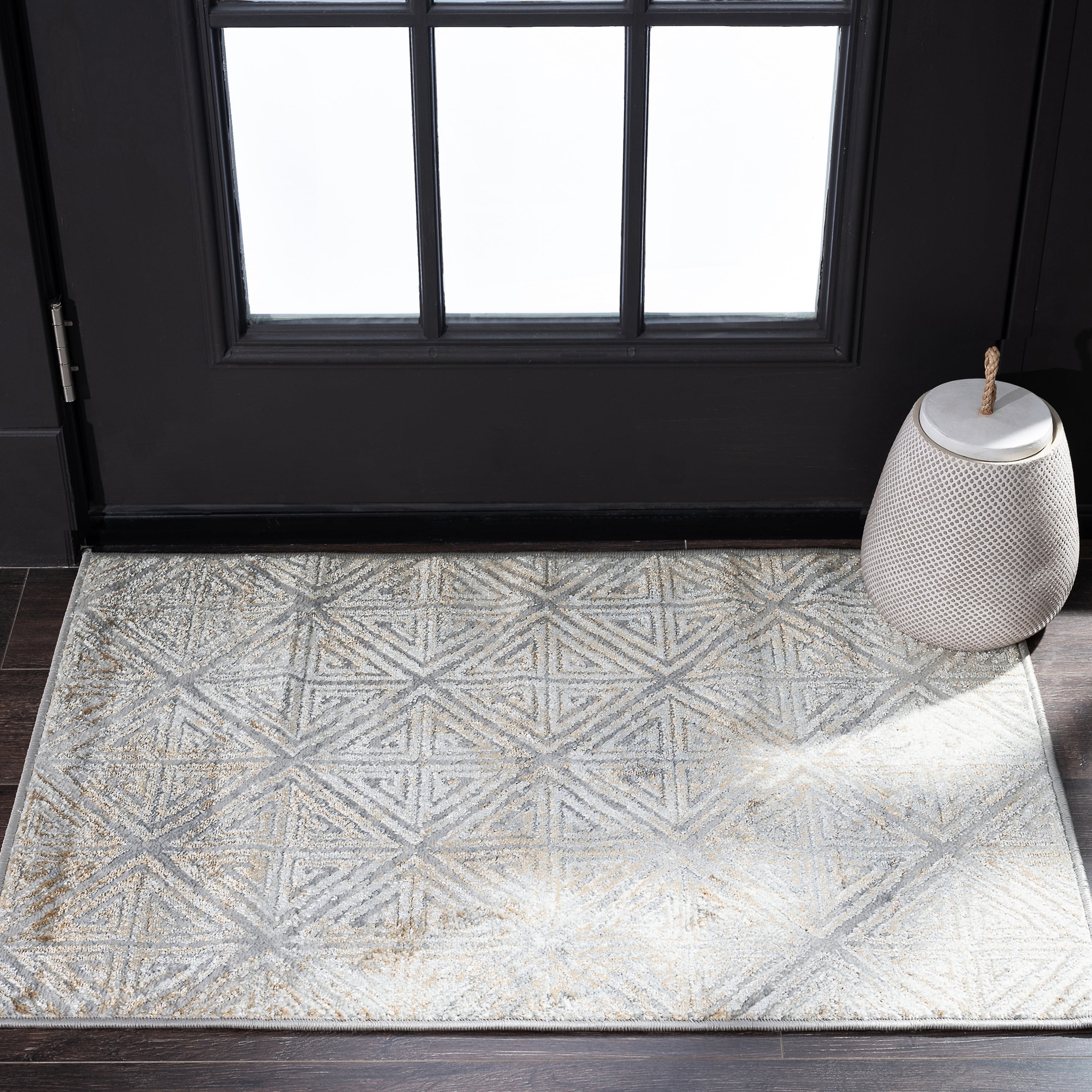 Contemporary 2x3 Area Rug (2' x 3') Abstract Beige, Cream Indoor Scatter Easy to Clean