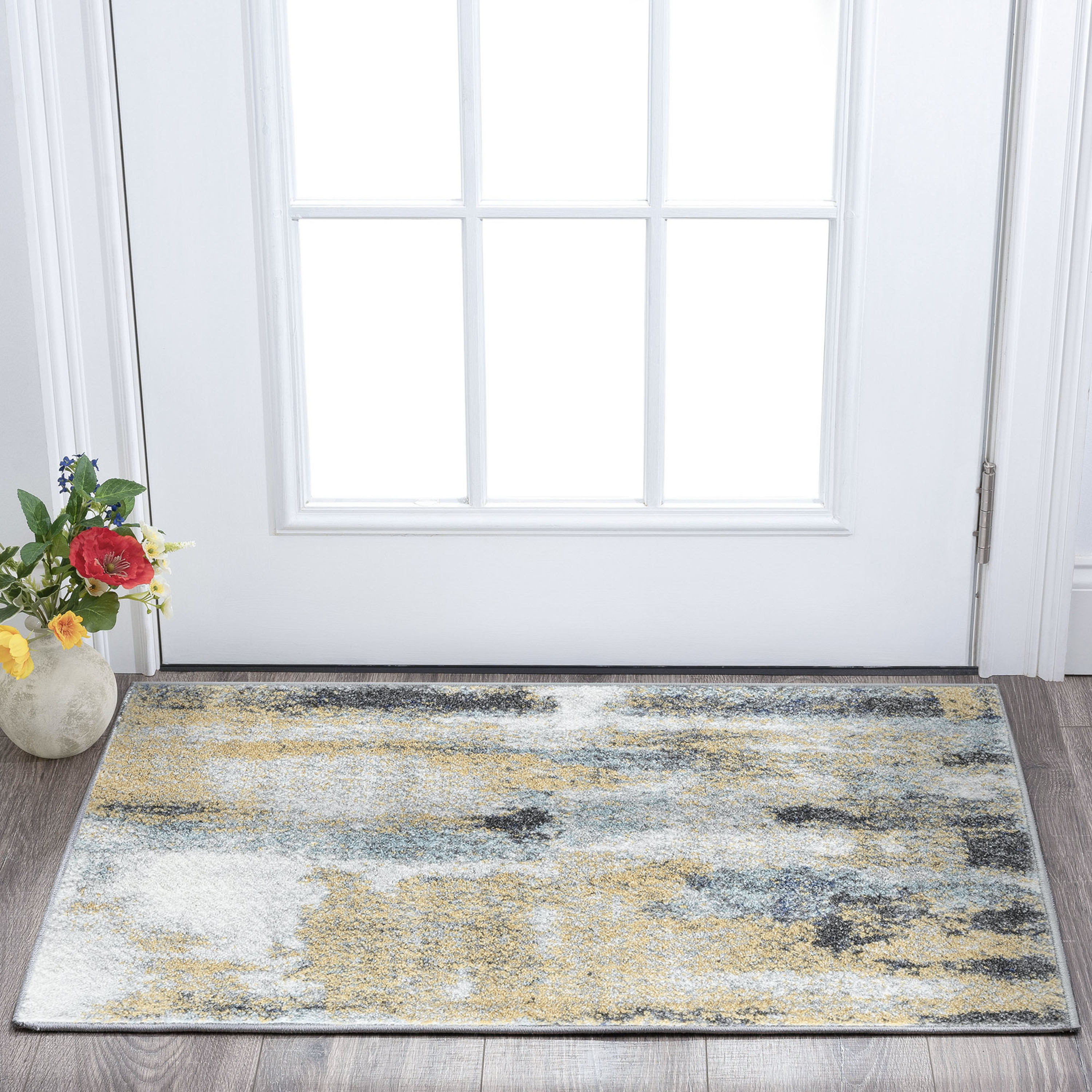 Contemporary 2x3 Area Rug (2' x 3') Abstract Multi, Multi Indoor Scatter Easy to Clean