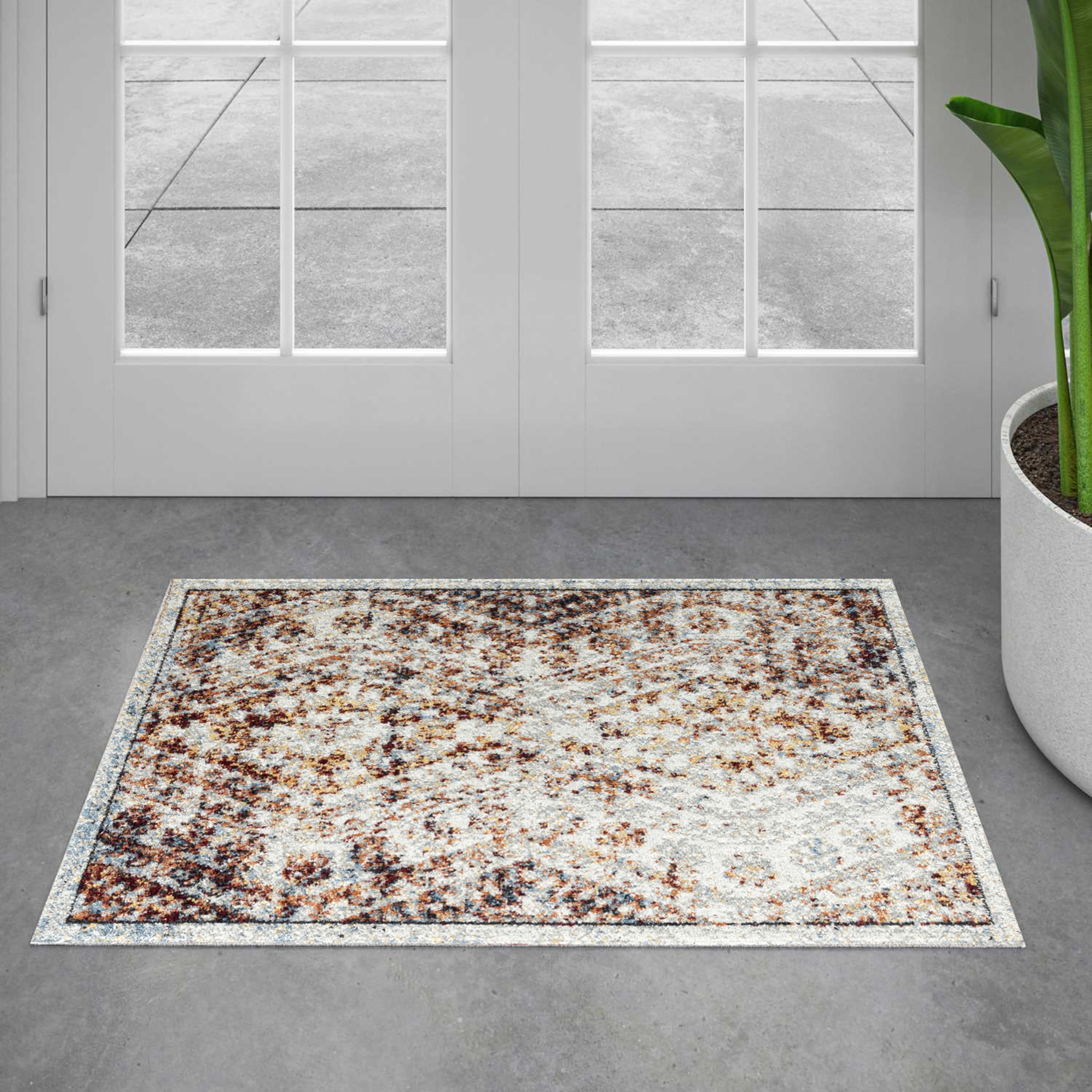 Contemporary 2x3 Area Rug (2' x 3') Diamond Rust, Rust Indoor Scatter Easy to Clean