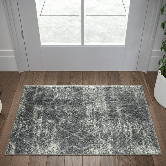 Contemporary 2x3 Area Rug (2' x 3') Geometric Gray Indoor Scatter Easy to Clean
