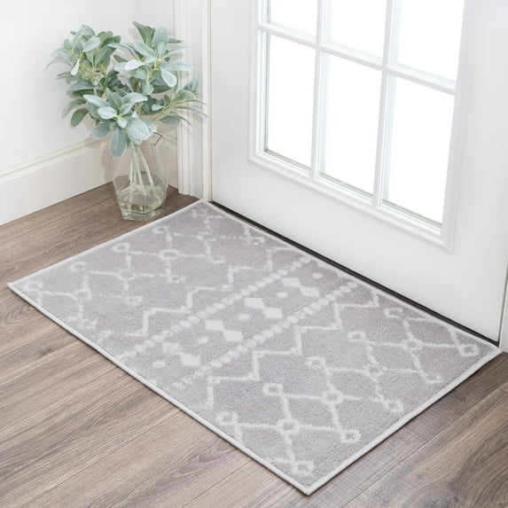 Contemporary 2x3 Area Rug (2' x 3') Geometric Gray Indoor Scatter Easy to Clean
