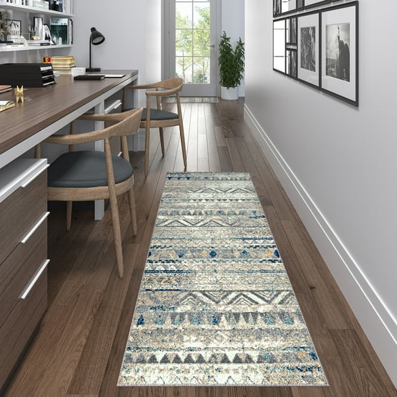 Contemporary 2x8 Area Rug (2'3'' x 7'3'') Tribal Multi-Color Indoor Runner Easy to Clean