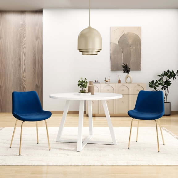 Contemporary 3 Dining - Round Table And 2 Comfortable Velvet Chair Designs Spacious With Compact Choices