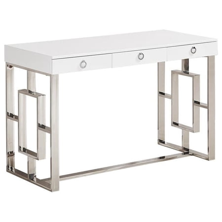 Contemporary 3 Drawer Writing Desk, Silver
