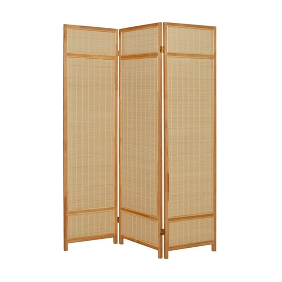 Contemporary 3 Panel Pine Layered Screen Room Divider