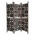 thumbnail image 1 of Contemporary 3 Panel Wooden Screen with Square Log Cut Inset, Brown - Saltoro Sherpi, 1 of 5