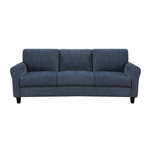 Contemporary 3-Seater Sofa Plush Foam Padded Blue Chenille Upholstered Pochet Coils Living Room Furniture 1pc