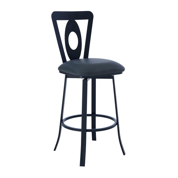Contemporary 30" Bar Height , Matte Black & Gray Faux Leather, Armless, Lightweight, Lumbar Support, Floor Protectors High Stool, Style, Black, In Protective Film
